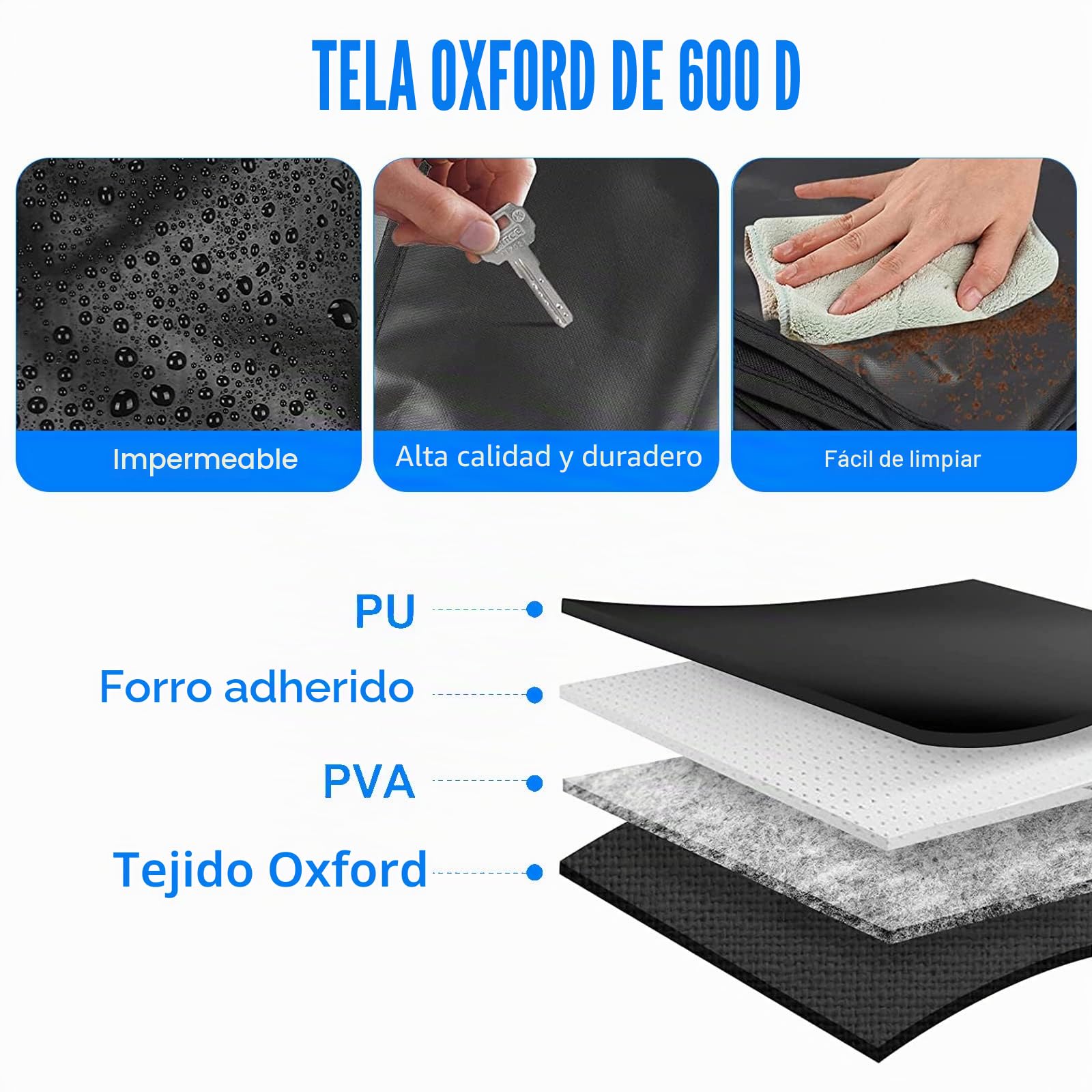 Cubierta Negra para Puerta de Granero Trasera para Ford Transit Custom VW T5 T6 Renault Trafic Fiat Ducato Panel Van, Oxford 600D Impermeable protección UV con Bolsa de Almacenamiento