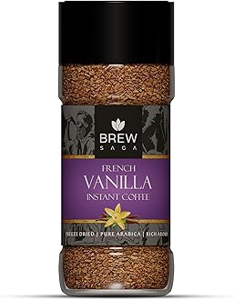 French Vanilla Instant Coffee Granule Bottle |100% Arabica | Freeze-Dried | Vanilla Flavoured Coffee | No Added Sugar | Coffee Powder In Fresh | Makes 50 Cups | 100 Gram
