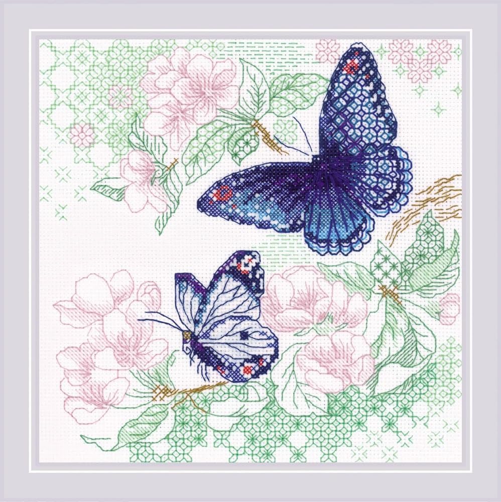 RIOLIS - Lightness of Spring 1946, Floral Cross Stitch Kits 7¾"x7¾, Cross Stitch Kits for Beginners & Advanced, Crossstitching Kits Adult, Counted Stitching Kits, Flowers Embroidery Kit