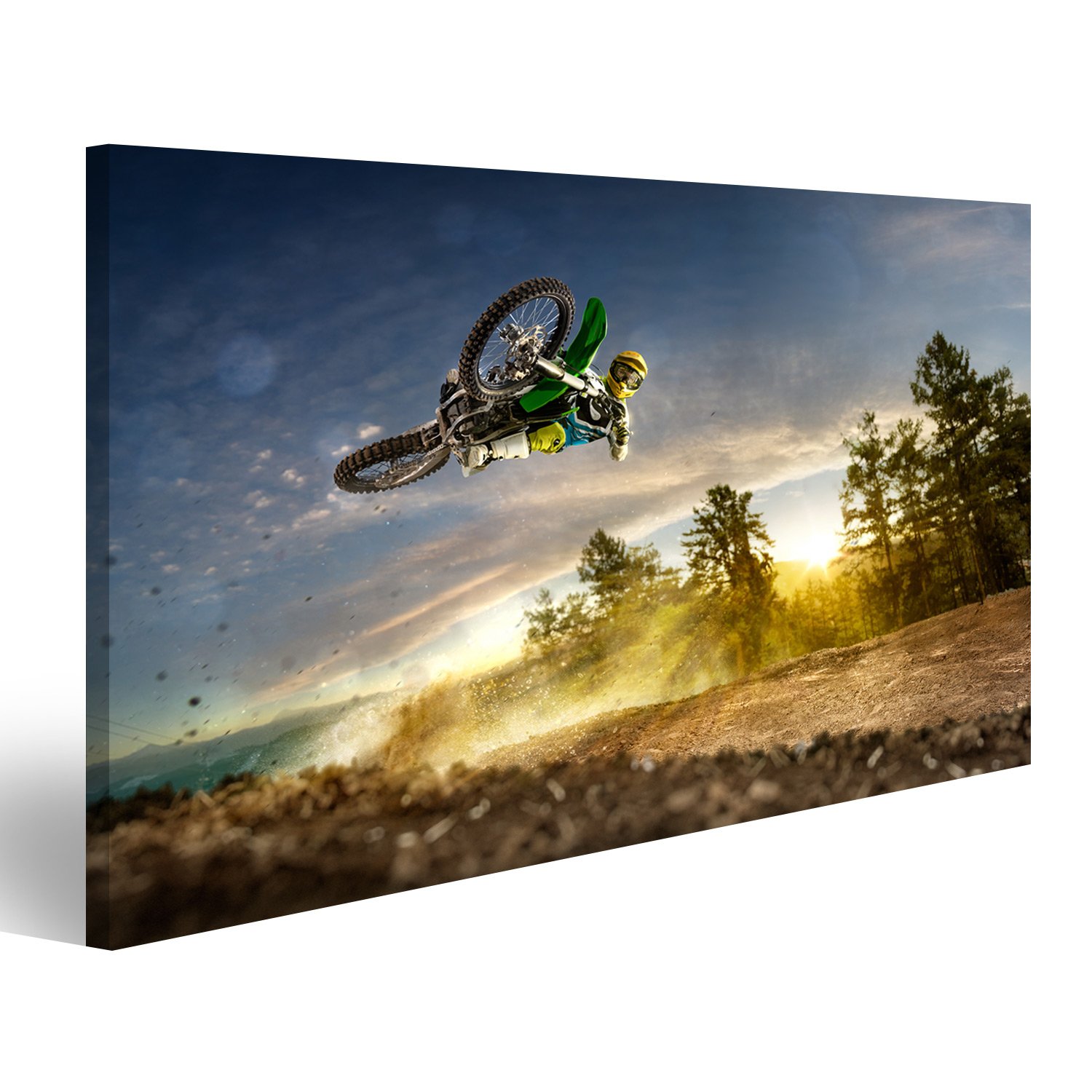 Tableau sur toile Dirt Bike decor mural de motocross pour chambre de garcon