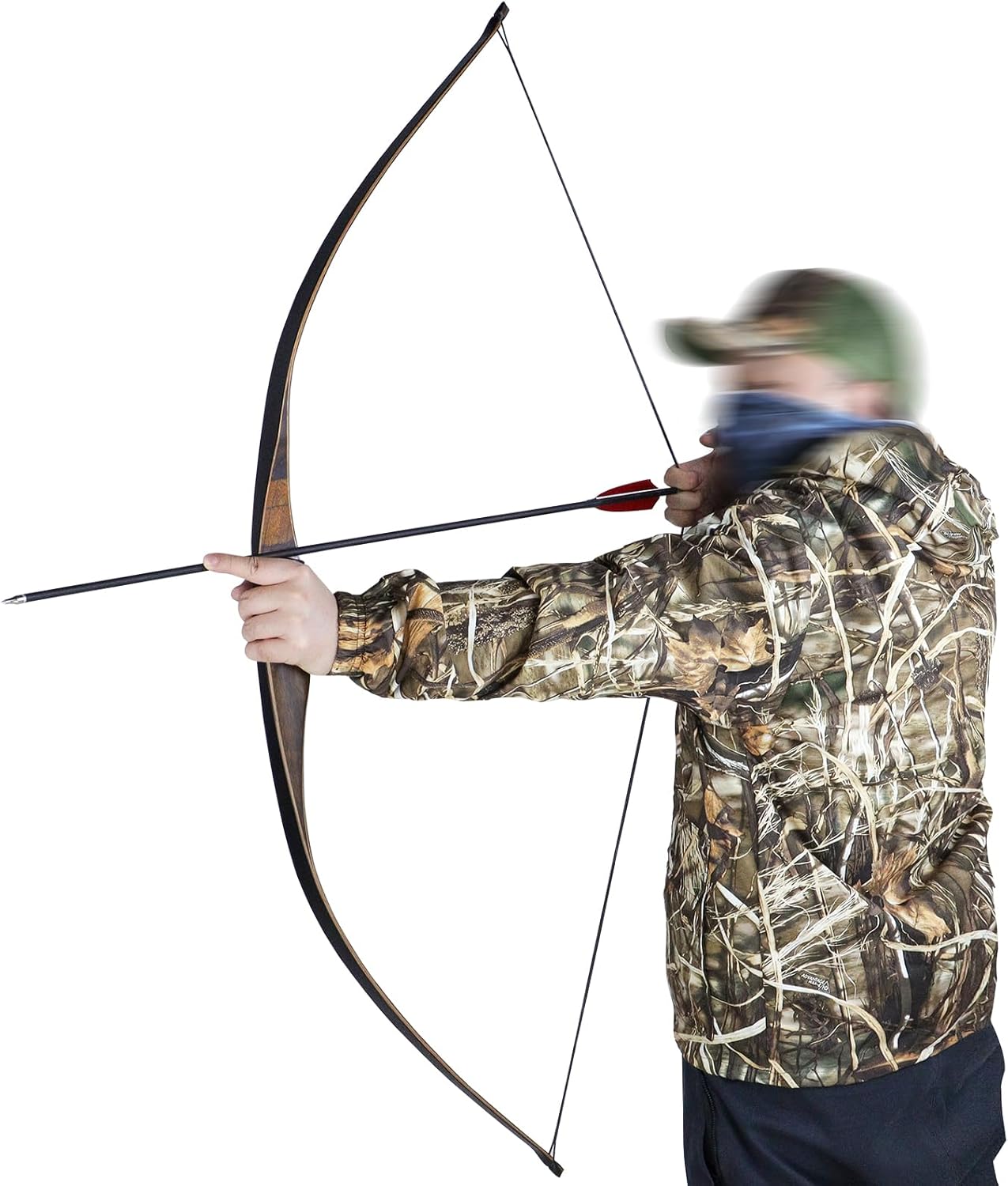 OBTOUTDOOR 52" Triangle Traditional Longbow for Adults 20-35lbs Right Hand Hunting Bow with Archery Accessories Target Shooting Bow