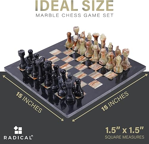Miniatura 5 de Radicaln Juego de ajedrez de mármol de 15 pulgadas hecho a mano negro y verde clásico juego de mesa de estrategia para la familia, tablero de