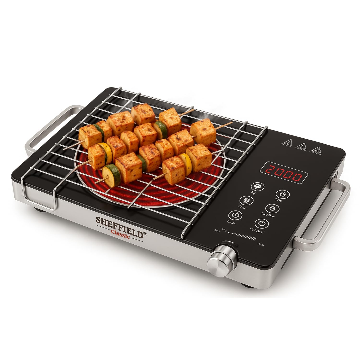 Sheffield Classic Infrared Cooktop 2000W | 1 Infrared + 1 Grill Burner | Touch Control, Auto Timer, Preset Menus, Power Indicator | Energy Efficient Electric Hot Plate-image-2