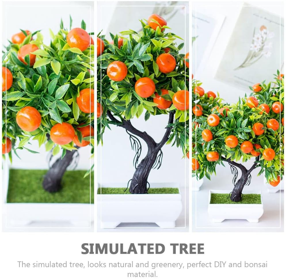 Cabilock Artificial Orange Tree Bonsai Simulated Kumquat Tree Potted Desk Decor Fake Fruit for Home Office Wedding and Banquet Decoration 10.23 X 8.66 X 3.93 in
