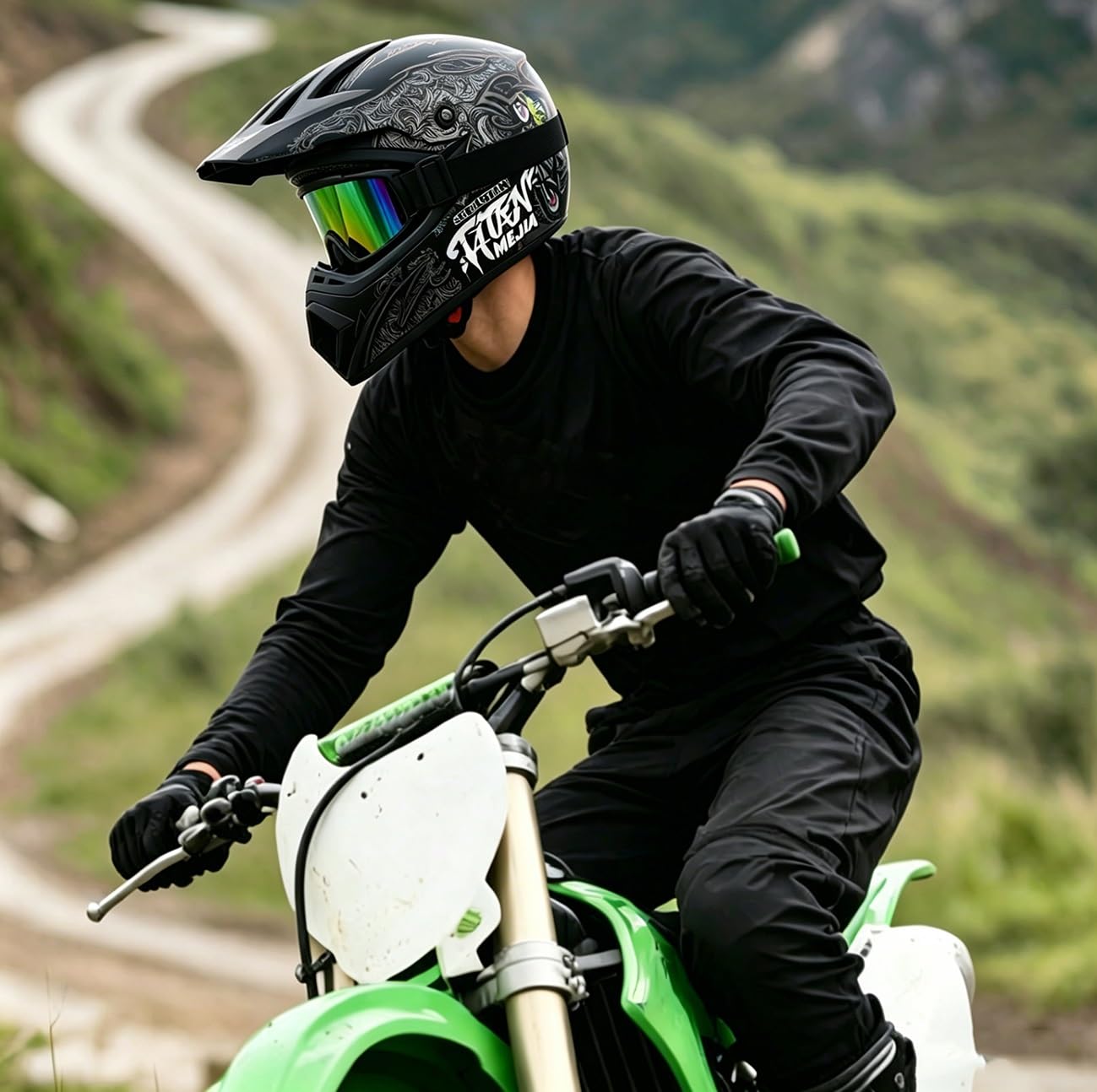 Zestaw kasków motocrossowych, młodzieżowy, dziecięcy | Pełnotwarzowy kask motocyklowy MTB Off Road Sports Downhill Enduro ATV BMX Quad Dirt Bike Kask