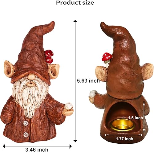 Miniatura 7 de Soporte de incienso de gnomo para palos, quemador de incienso con agujero grande para conos de incienso, estatua de gnomo, decoraciones de Navidad,