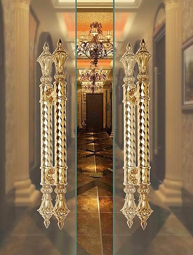 Miniatura 2 de Tirador de puerta de estilo europeo, pomo de puerta dorado interiorexterior, empuñadura para puertas comerciales, 608047.2 in (tamaño 31.5 in32