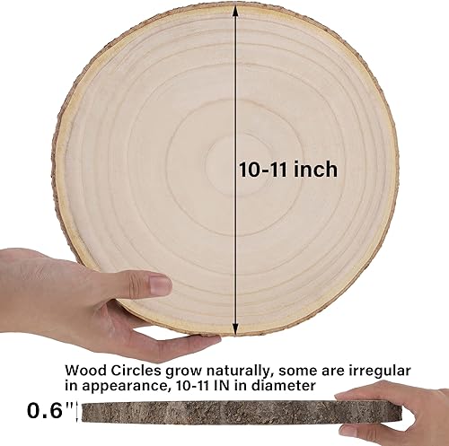 Miniatura 2 de 8 piezas grandes de madera sin terminar, losas de madera de 10 a 11 pulgadas para centros de mesa, círculo de madera natural, centros de mesa de