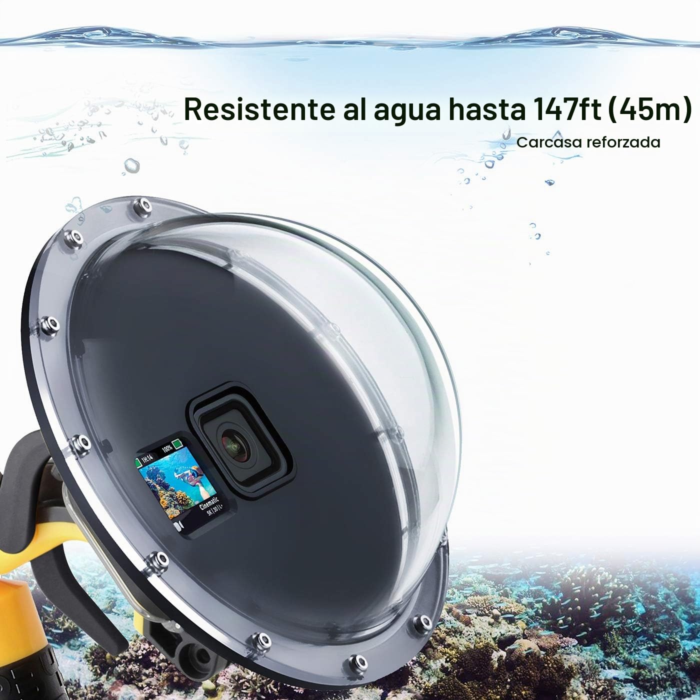 SOONSUN Puerto de cúpula para GoPro Hero 12 11 10 9 Negro 45 m Impermeable Lente de Puerto de cúpula con Carcasa para GoPro Hero 9 10 11 12 cámara Negra Accesorios fotograhpy subacuáticos