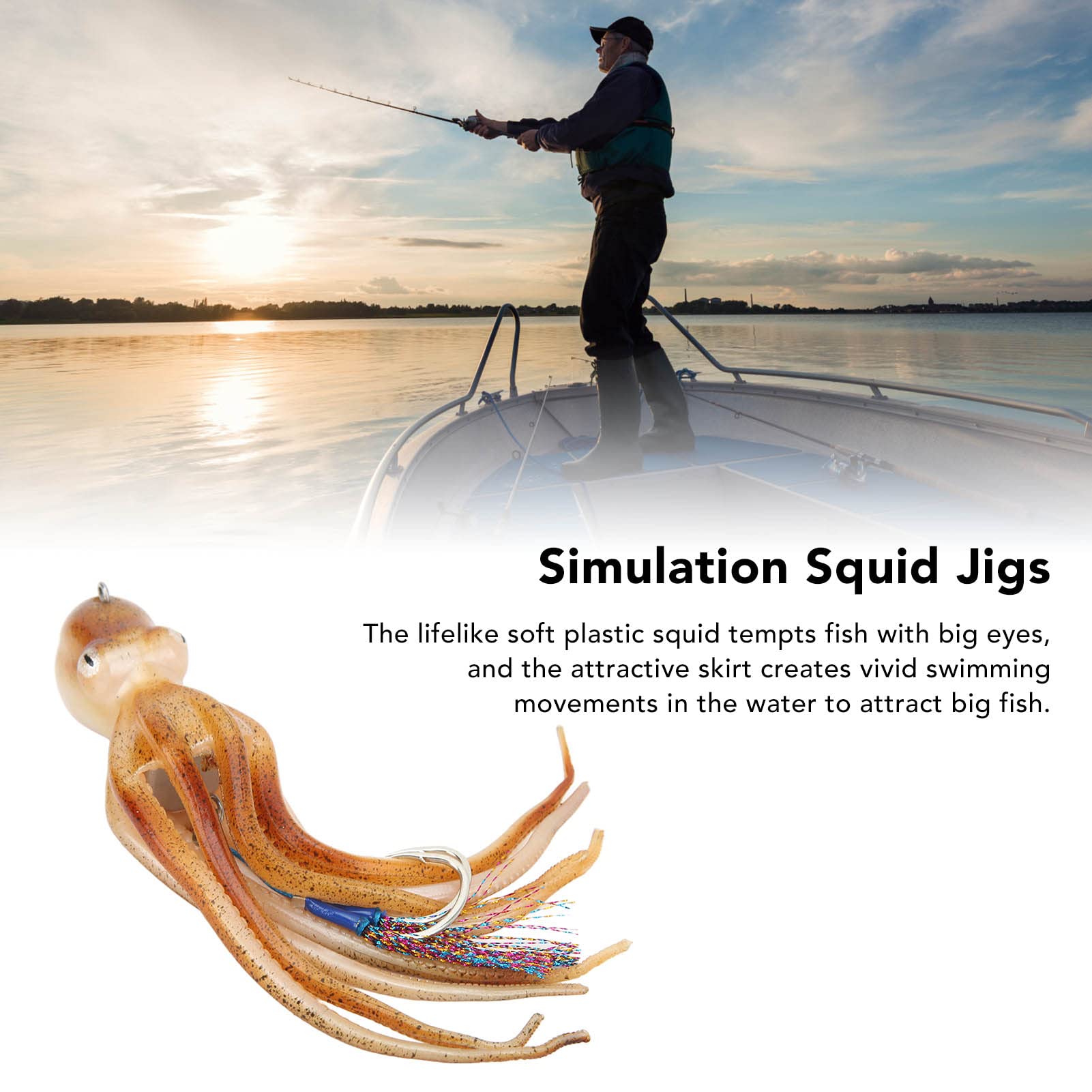 Lot de 5 leurres de pêche Souples, gabarits de calmar de Simulation pour la