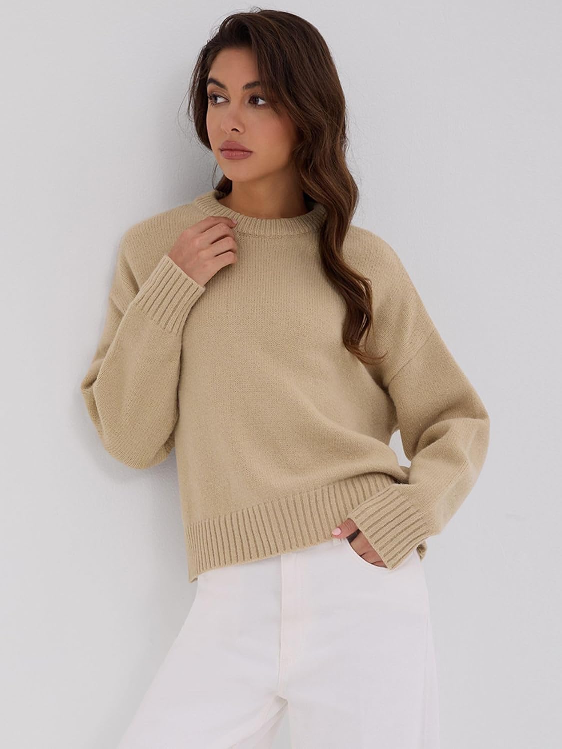 ZAFUL Womens Sweater Long Sleeve Crewneck Soft Basic Knit 2025 Fall Loose Fit Pullover Tops - Image 5
