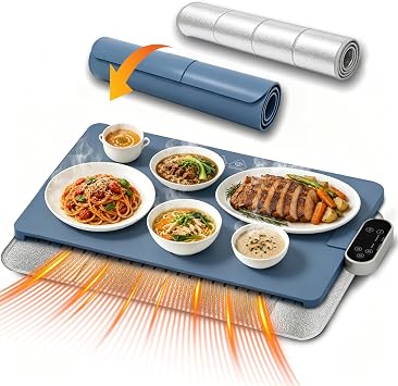 Warming Mat for Food with Detachable Controller, 6 Temp & 4-Hour Timer