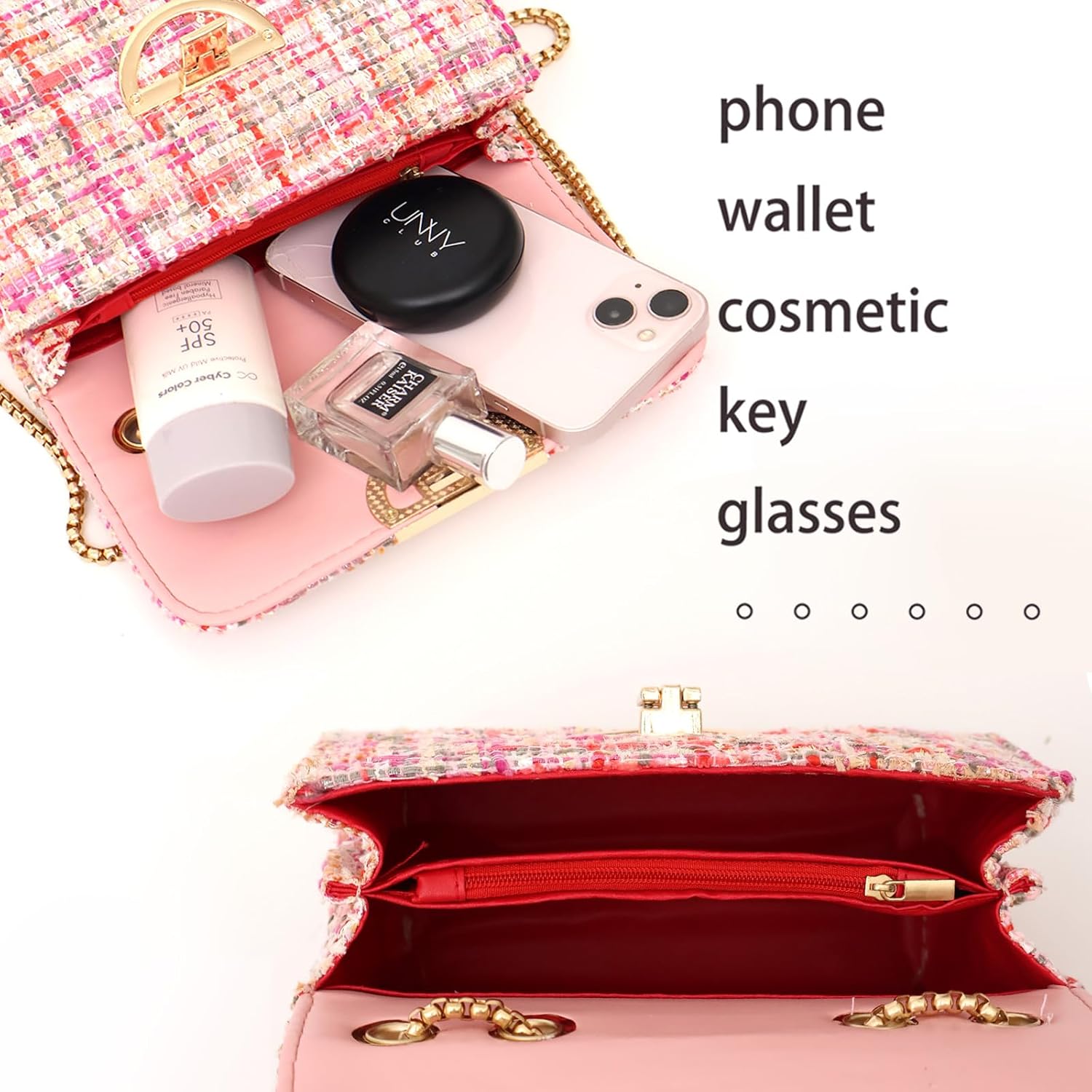 Small Crossbody Bags for Women Leather Shoulder Bag with Chain Trendy Designer Clutch Satchel Ladies Evening Bags