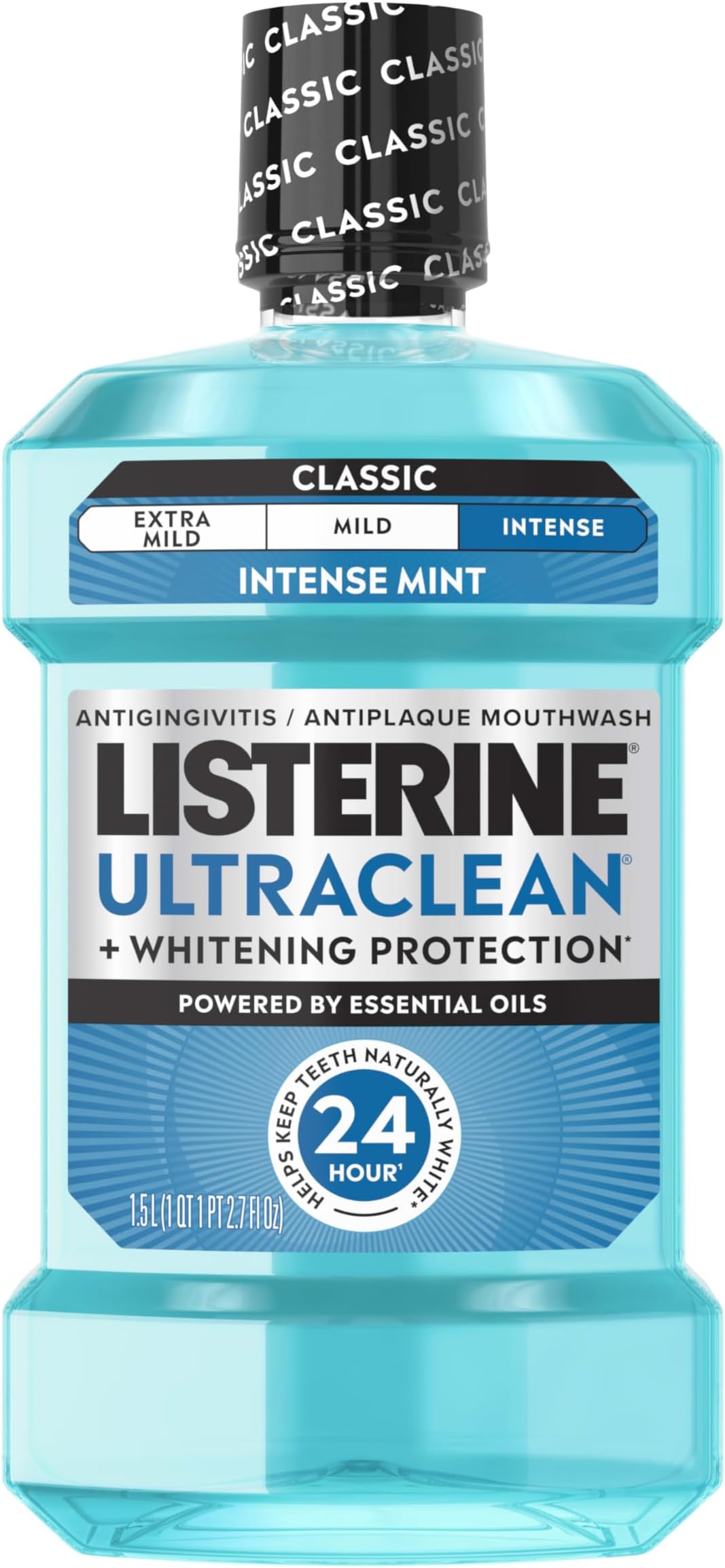 Ultraclean Oral Care Antiseptic Mouthwash with Everfresh Technology to Help Fight Bad Breath, Gingivitis, Plaque and Tartar, Cool Mint, 1.5 l, pack of 6