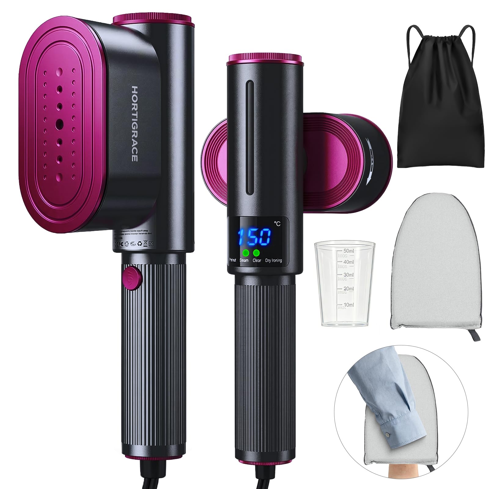 Photo 1 of HORTIGRACE Travel Steamer for Clothes, 2-in-1 Steam Iron & Garment Steamer