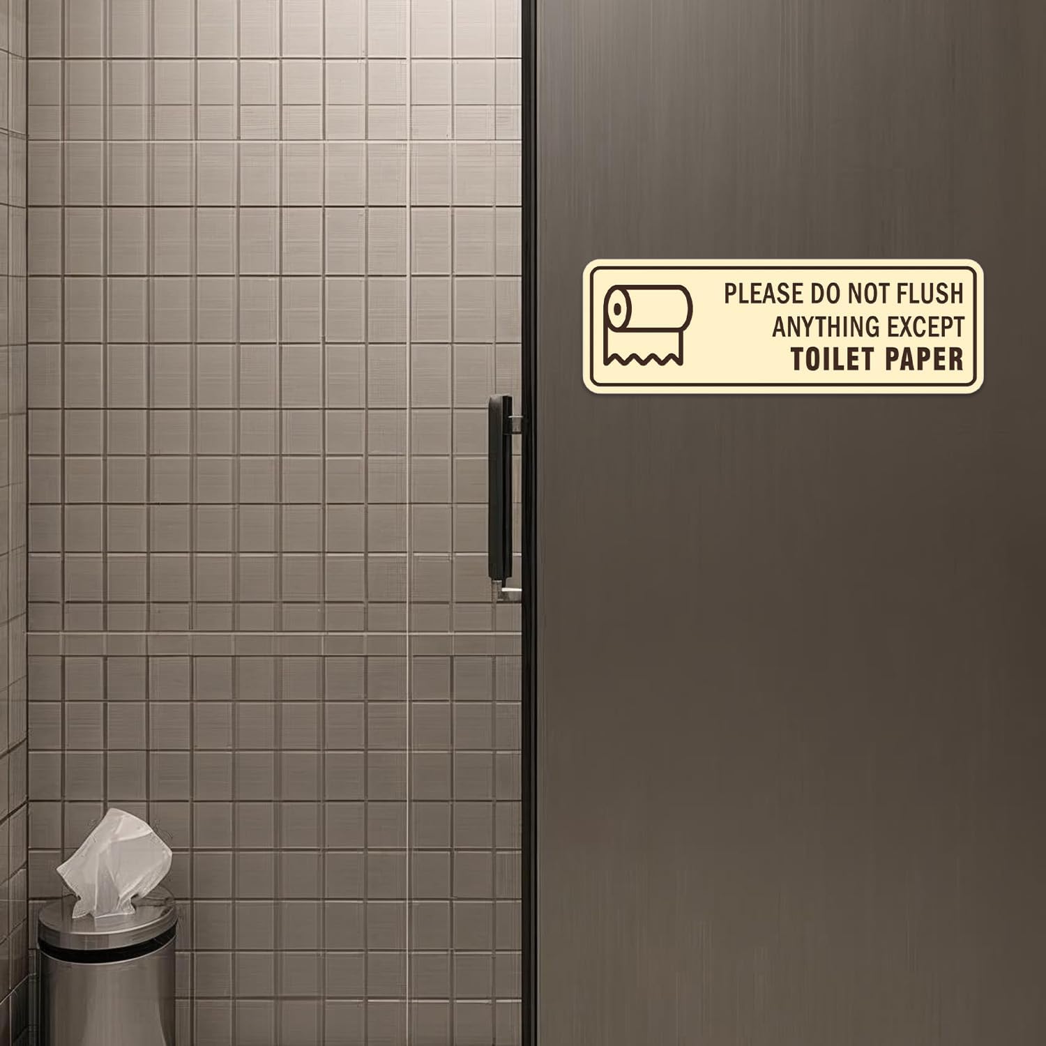 Standard Please Do Not Flush Anything Except Toilet Paper (Roll) Sign (Black Gold) - X-Large 2 Pack