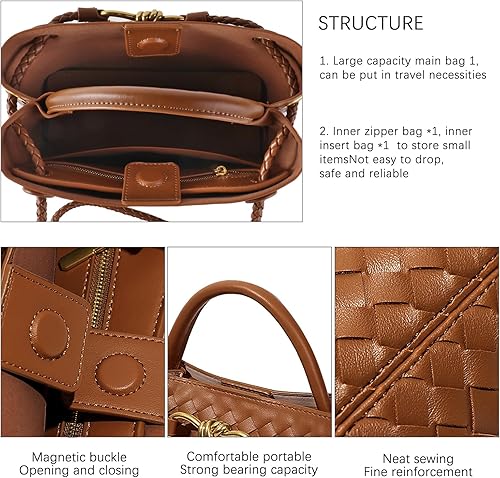 Miniatura 4 de Woven Hobo Bags for Women Tote Bag, Woven Leather Shoulder Crossbody Bag Satchel Bag Woven Handbag Purses