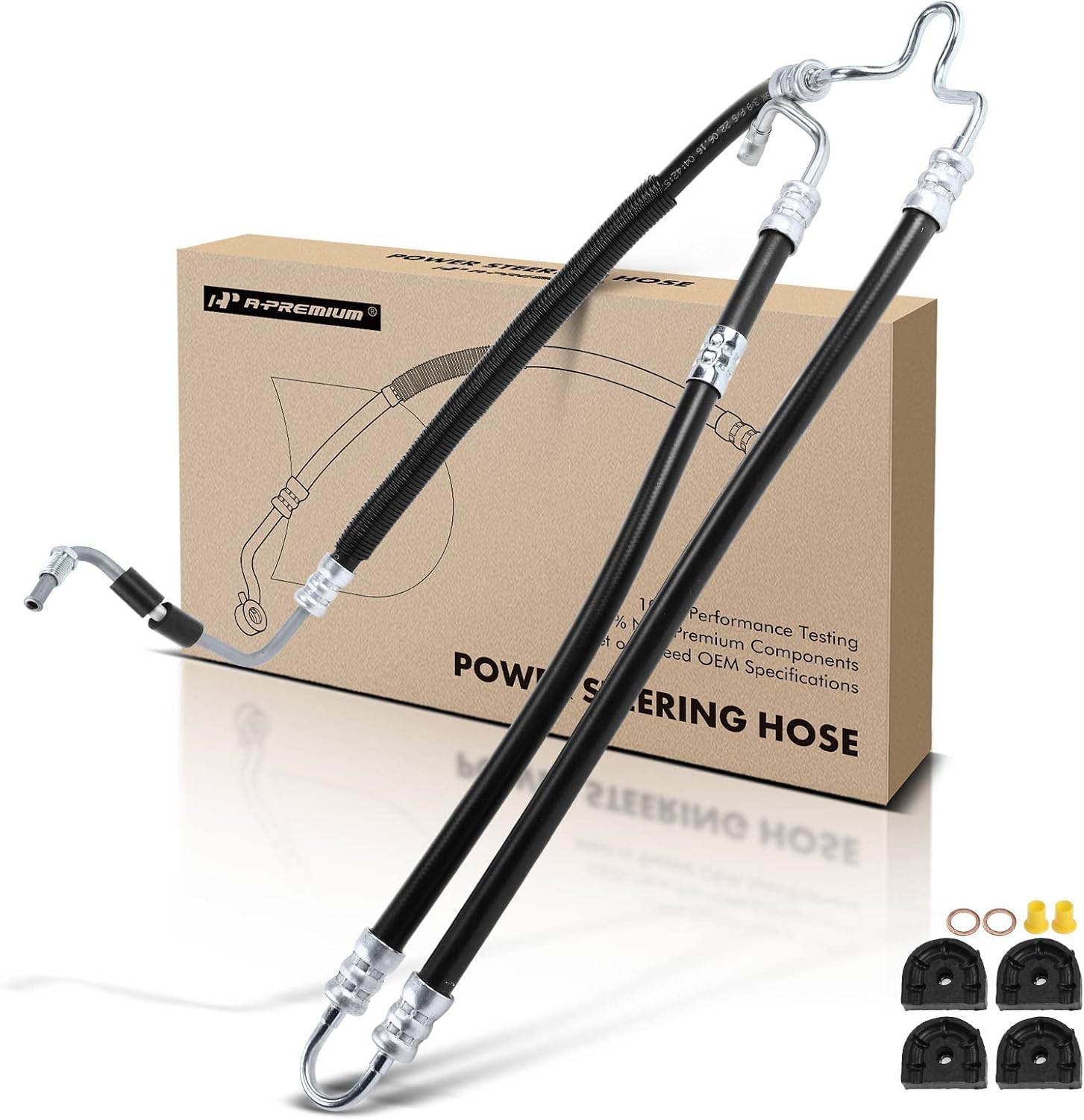 A-Premium Power Steering Pressure Hose Line Assembly Compatible with BMW E60 Series 530i 2006-2007 3.0L, 528i 2008-2010 3.0L, 528i xDrive 2010, 525i 2006-2007, L6 2.5L 3.0L, From Pump (Lower)