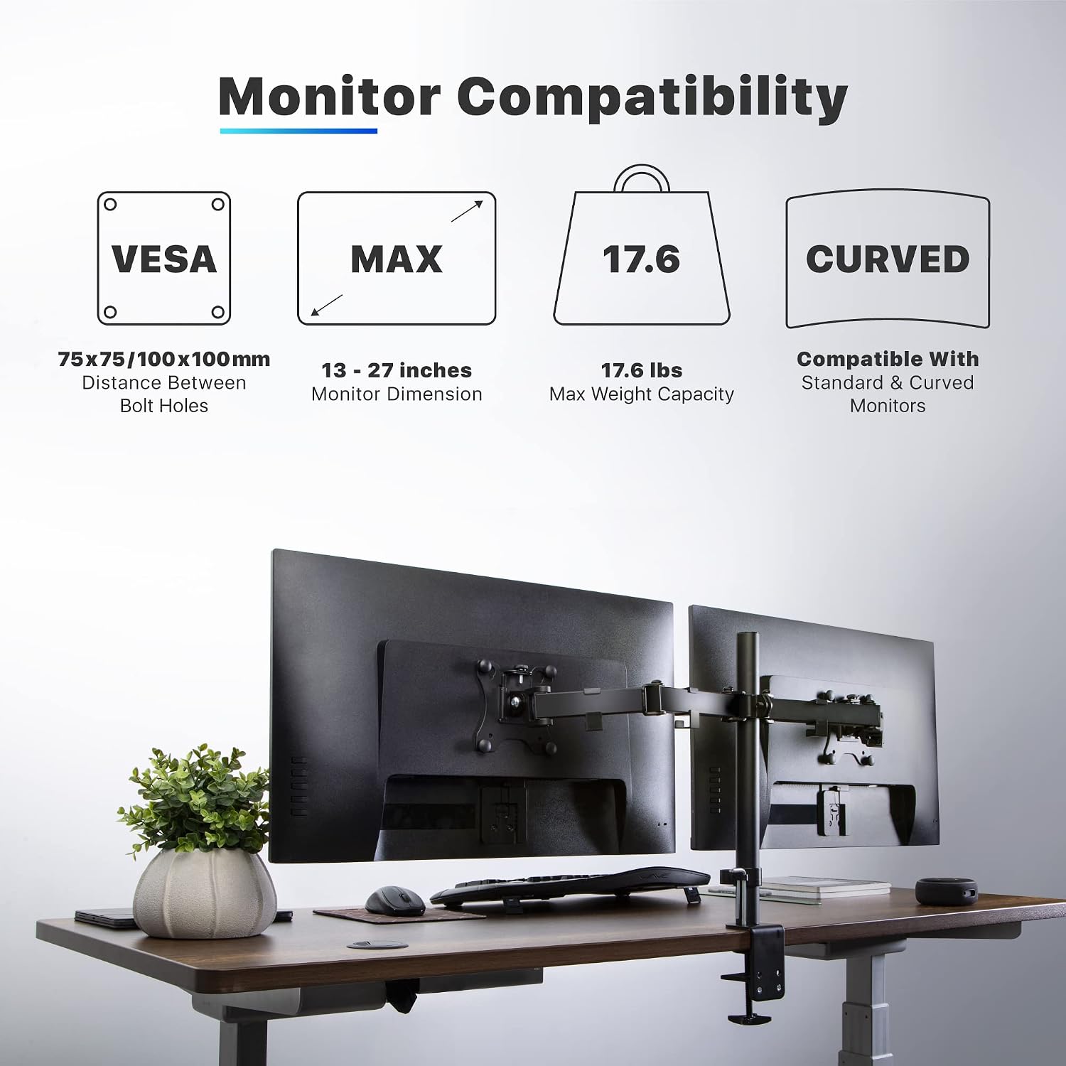 Flash Deals - 50% OFF New & Improved JUICEUP Dual Monitor Stand Mount, Adjustable Full Motion, Fully Articulating Desk Monitor Arm, Fits Screen 13 – 27 inch and 17.6 Lbs, VESA 75x75/100x100 Flash Sale Buy 1 get 1 New & Improved JUICEUP Dual Monitor Stand Mount, Adjustable Full Motion, Fully Articulating Desk Monitor Arm, Fits Screen 13 – 27 inch and 17.6 Lbs, VESA 75x75/100x100