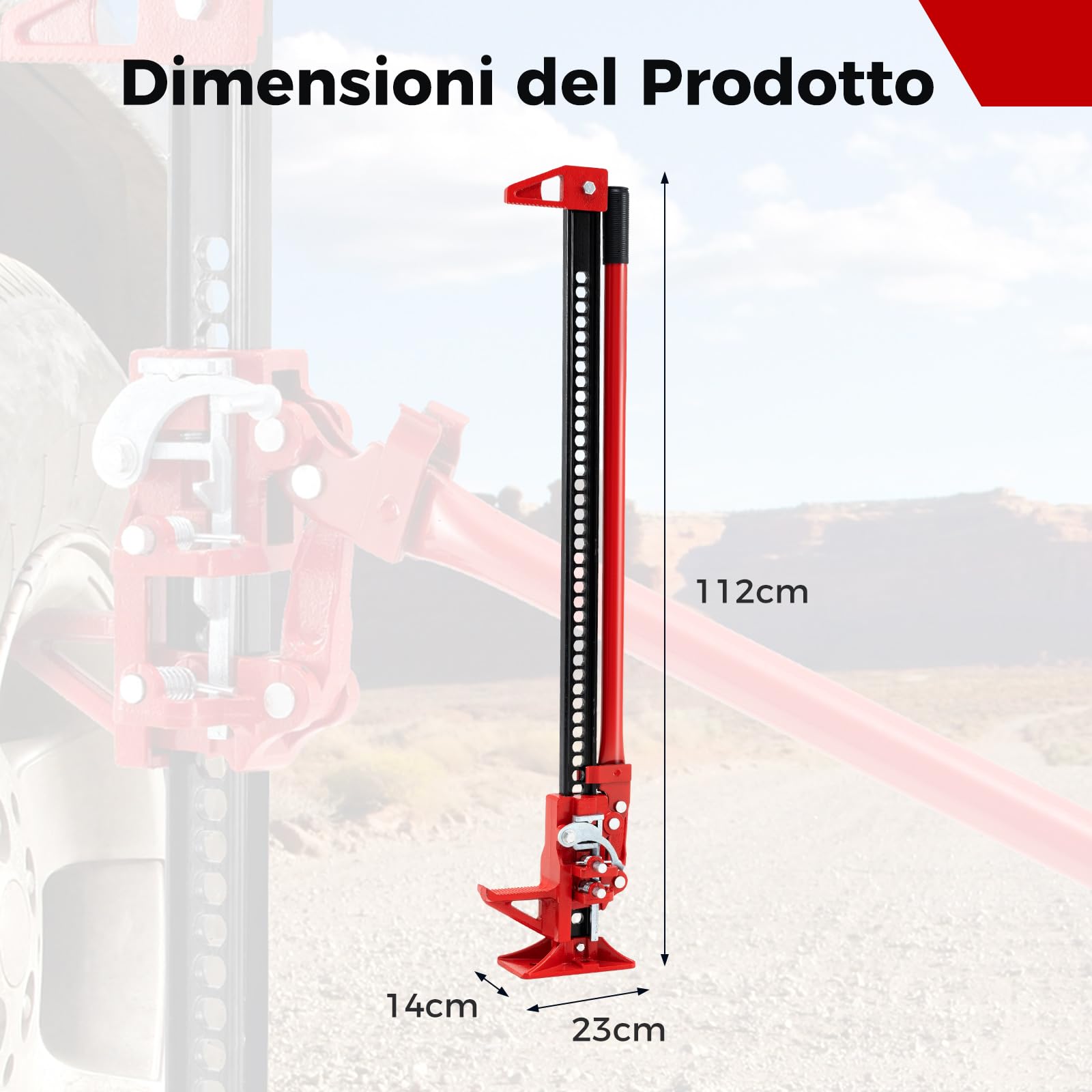 COSTWAY Cric per Auto a Cremagliera, Capacità di Sollevamento di 3000 kg, Cric di Sollevamento Pesante per Auto, Camion, Jeep, Quad, UTV e SUV