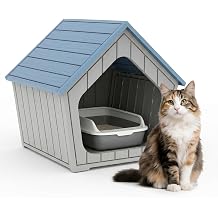 Cat Litter Box Enclosure, Resin Hidden Litter Box Furniture, Waterproof Scratch-Resistant Easy to Clean with Spacious Interior, Ventilation Holes and Safety-Rounded CornersNew Blue