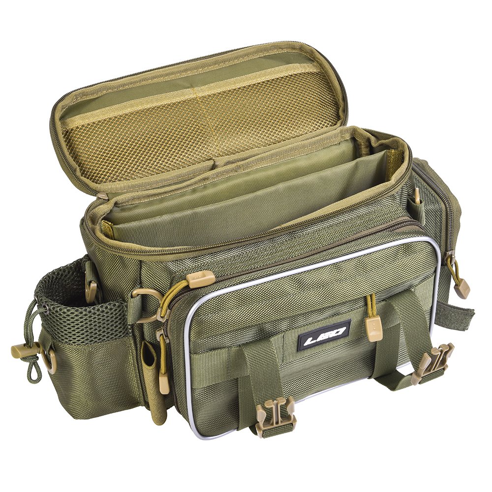 LIXADA Multifonctionnel Sac de pêche Plein air Sac à Bandoulière Sac de Taille Pack Leurres de Pêche Tackle Sac (Armée Verte)