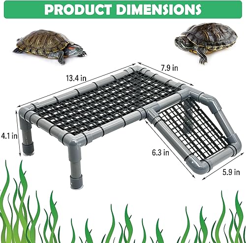 Vista 34 de Fhiny Plataforma para tomar tortugas, muelle de tortuga, terraza, rampa de escalada, reptiles, hábitat, terrario, accesorios de decoración