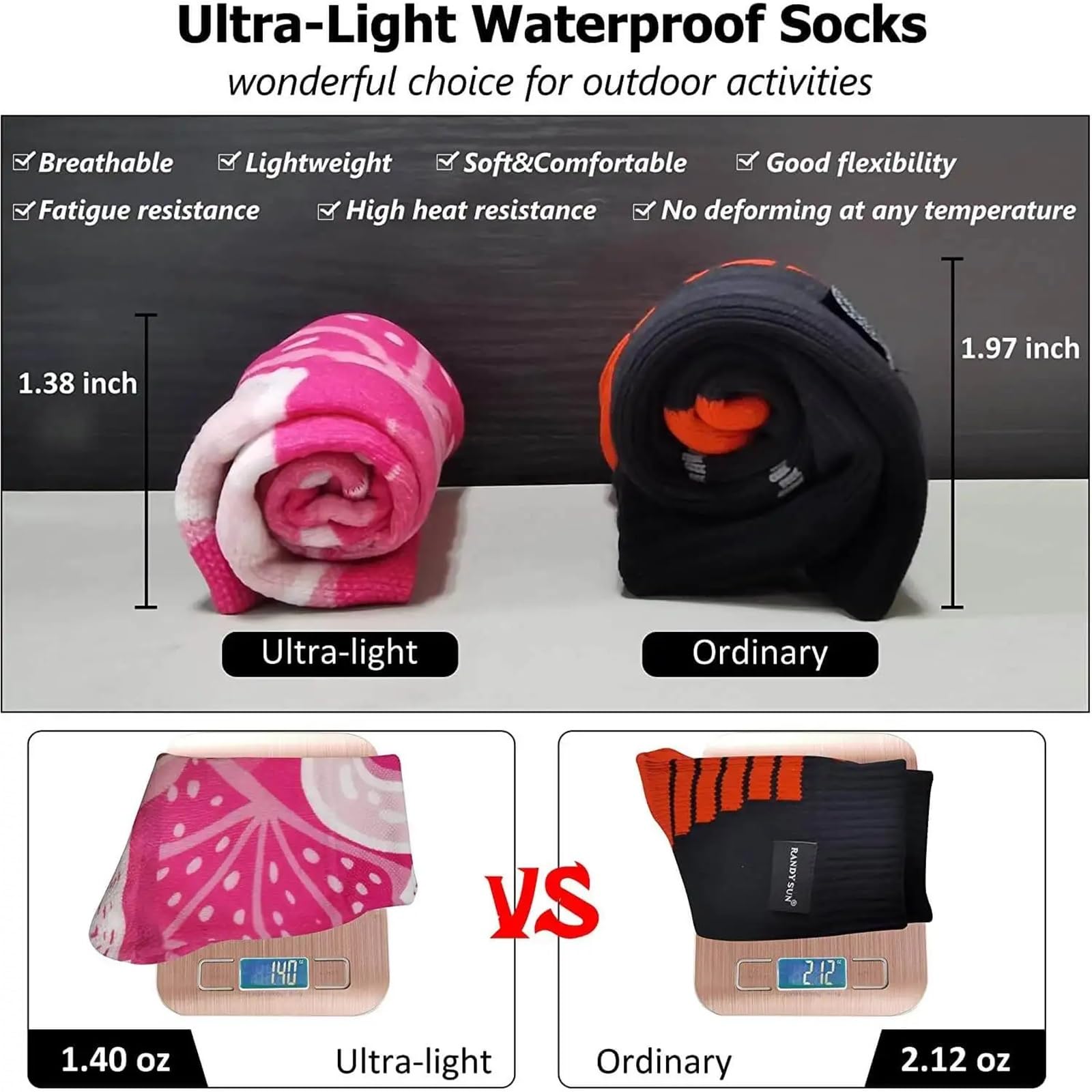 Wasserdichte Socken Ultraleichte wasserdichte, atmungsaktive Socken, Fitness, Unisex, Sport, Klettern, Skifahren, Trekking, Wandern, 1 Paar FüR Wie Laufen