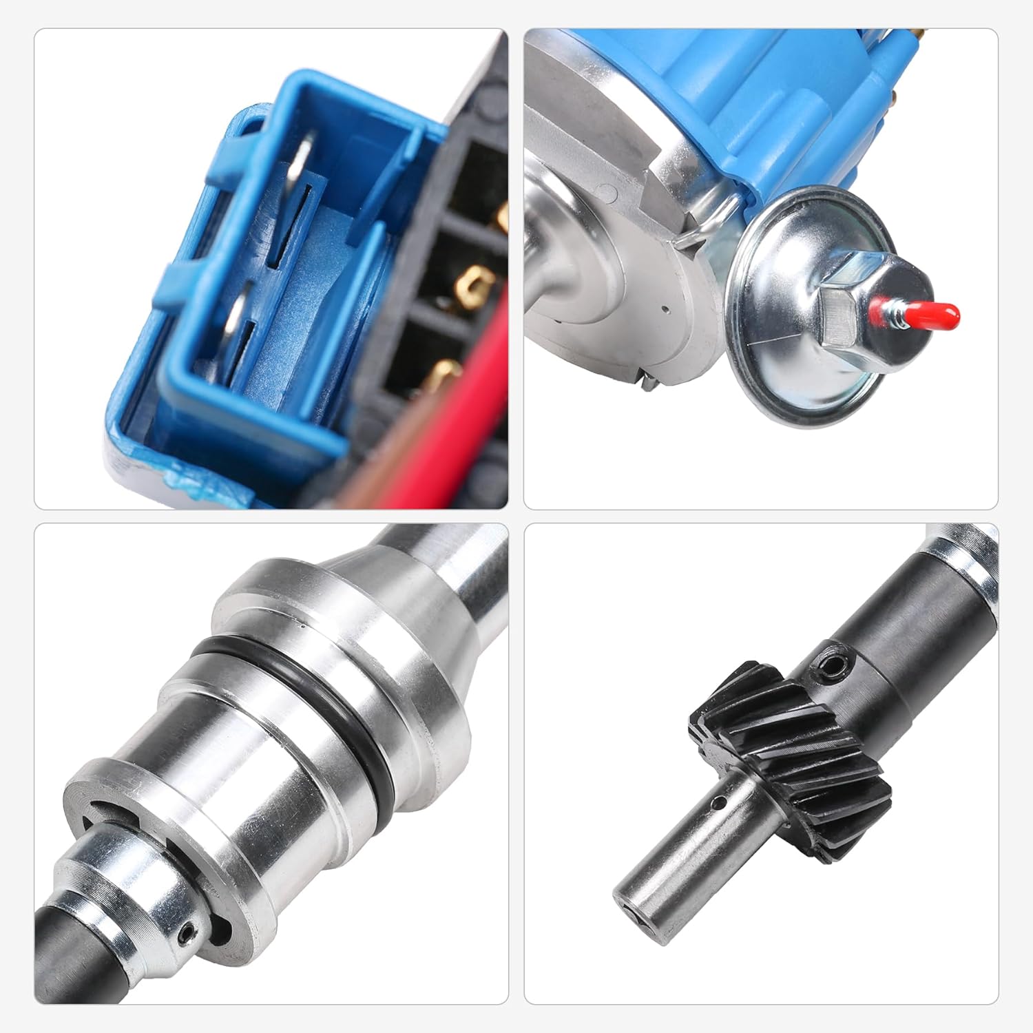 HEI Ignition Distributor with 65K Volt Coil Replacement For Ford Small Block SBF 221 260 289 302 5.0 Replace 1030211, 1030213, PE330, PE330U, JM6502BL Blue Cap