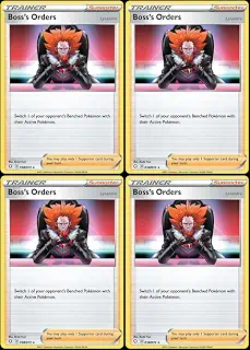 Boss's Orders Lysandre 058/072 - シャイニング・フェイツ - レア - ポケモントレーナーサポーターカードロット - プレイセット x 4。