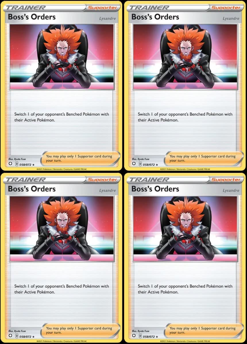 Bosss Orders Lysandre 058 072 - Shining Fates - Rare - Pokemon Trainer Supporter Card Lot - Playset