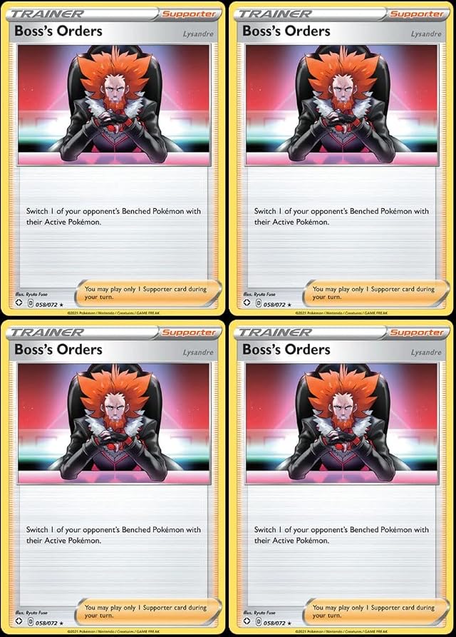 Bosss Orders Lysandre 058 072 - Shining Fates - Rare - Pokemon Trainer Supporter Card Lot - Playset