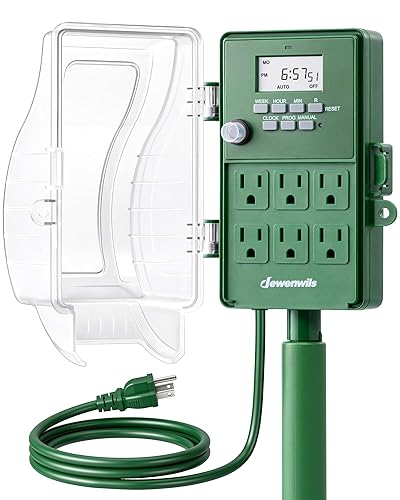 DEWENWILS Outdoor Power Stake Timer, 1800W/15A Digital Timer with 6