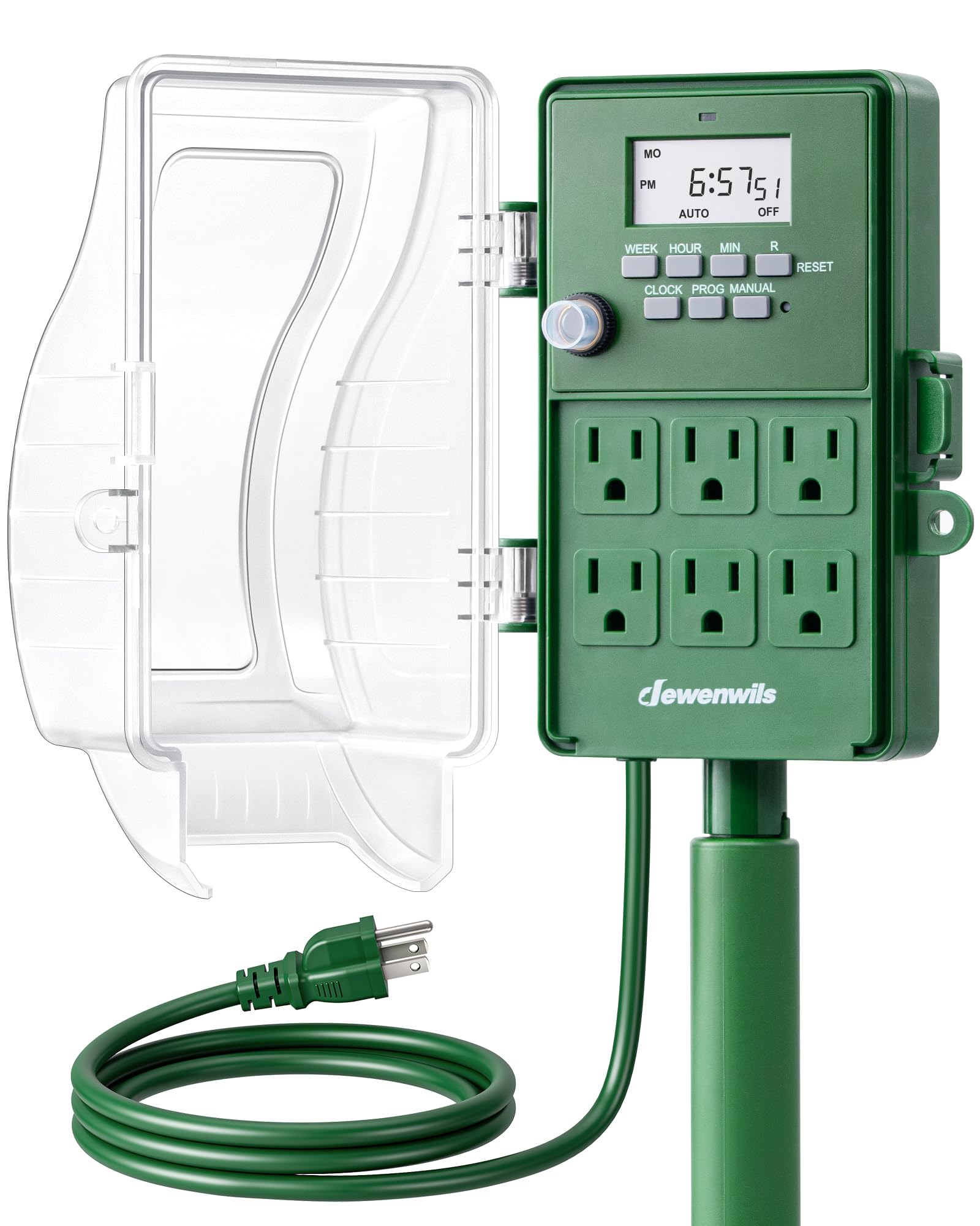 DEWENWILS Outdoor Power Stake Timer, Programmable Digital Timer, 6 Outlets