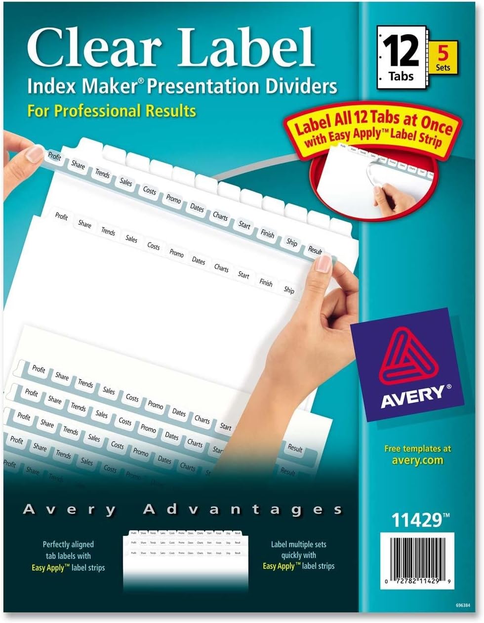 Avery Index Maker Clear Label Punched Dividers, 12Tab