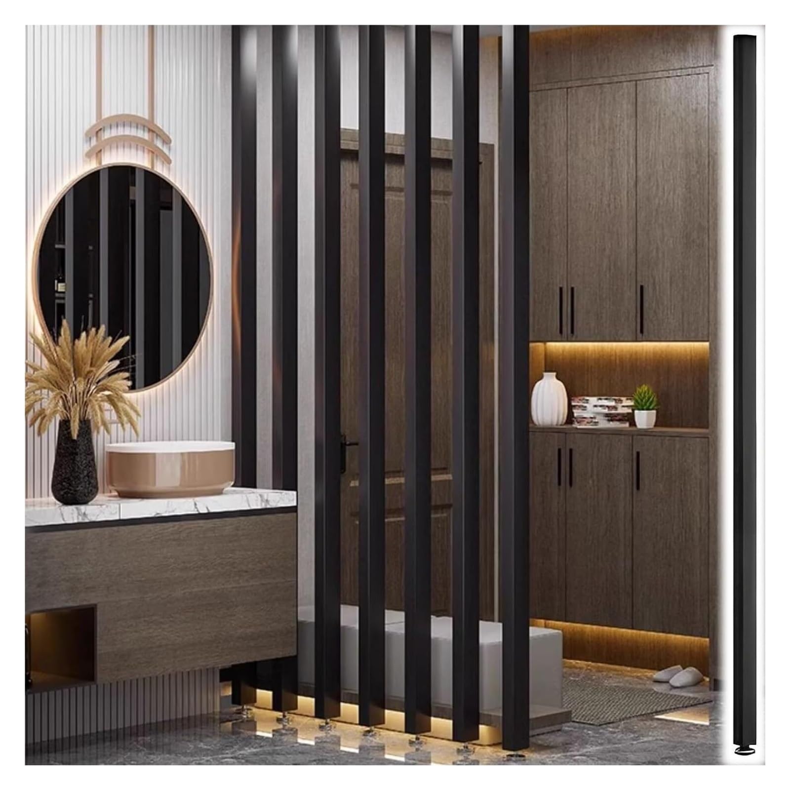 Claustra bois noir 240 cm haut de gamme pour aménagement intérieur moderne