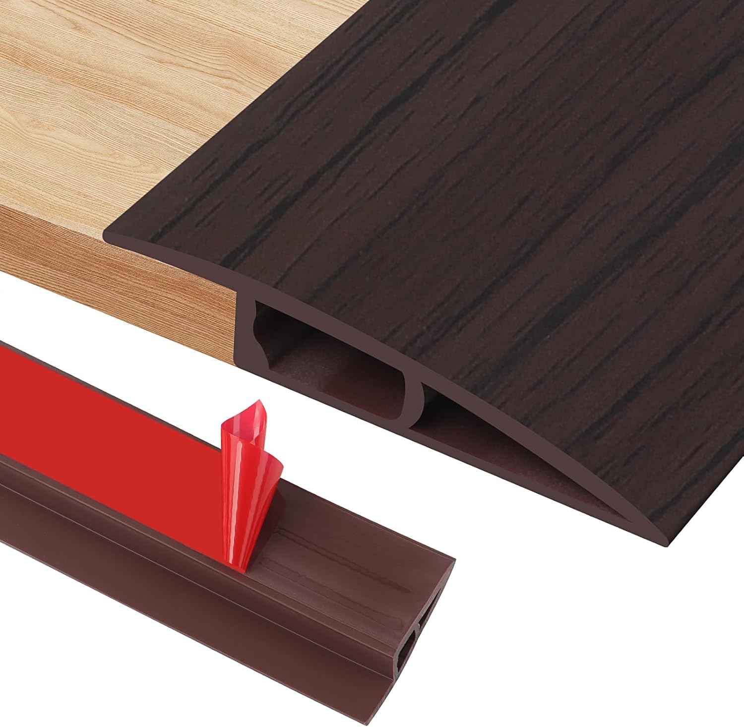 3.28ft Self-Adhesive Floor Transition Strip, PVC Door Threshold for Heights of 0.28"-0.39" for Carpet, Laminate Flooring, Tile Thresholds, Doorways, Edges and Scooters(A5010,Yellow Wood Grain)