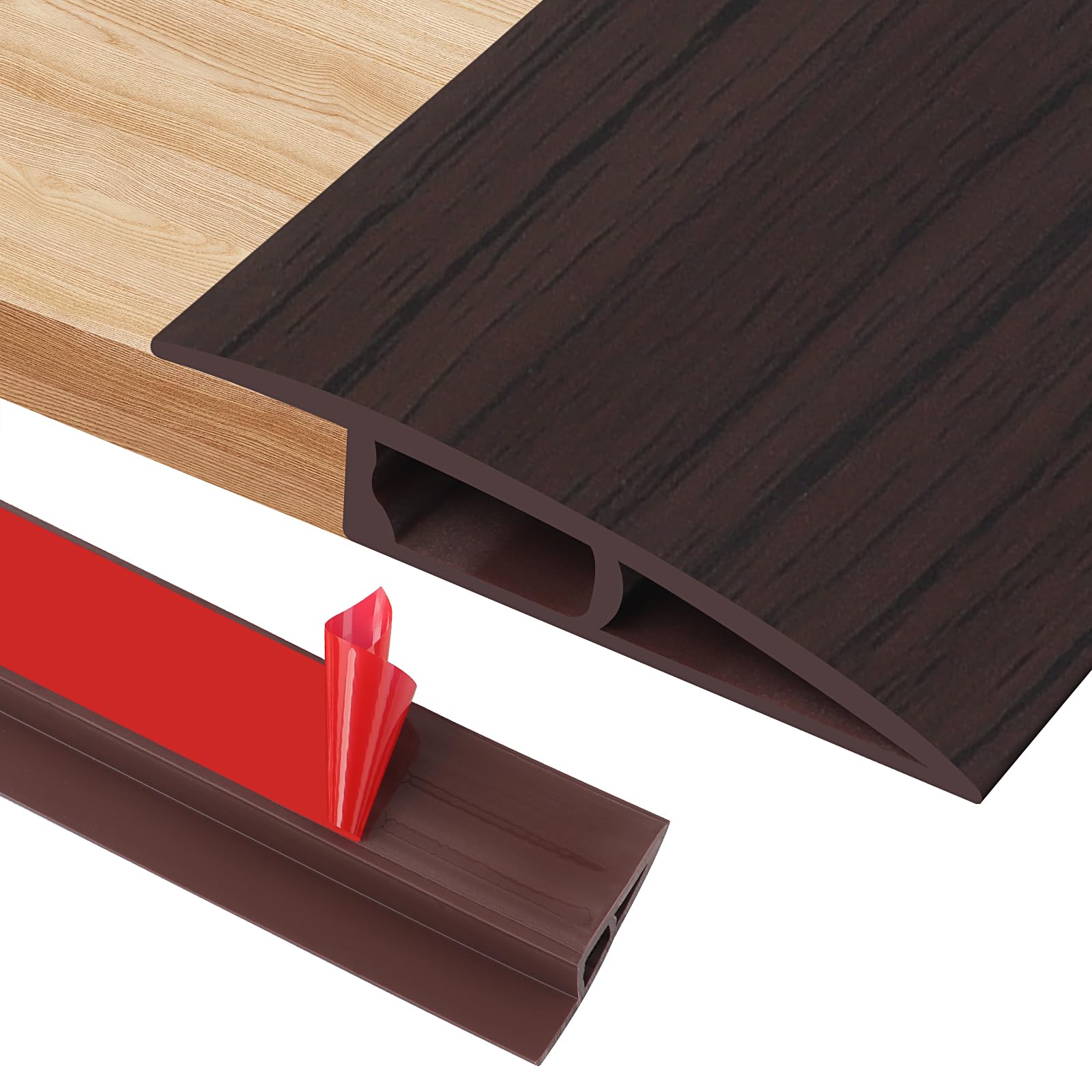 Ztvowto Black Walnut Grain 100Cm Self-Adhesive Carpet Door Strips, Pvc Door Threshold Strip For Height 17-20Mm Carpet, Laminate Floor And Tile Thresholds, Doorways, Edges And Scooters(A5015,)