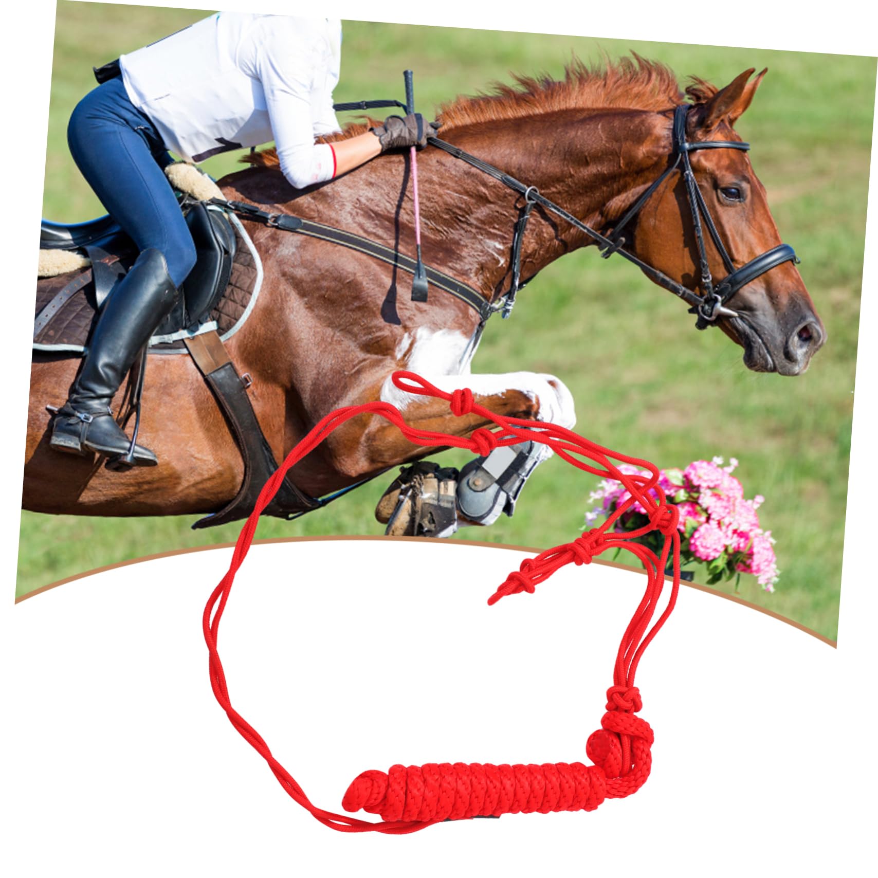 Cabestro Collar Cuerda de Poliéster Caballos de Rojo | Entrenamiento Ecuestre, Ajuste Cómodo Cabeza, Resistente al Desgaste y Fácil de Guardar