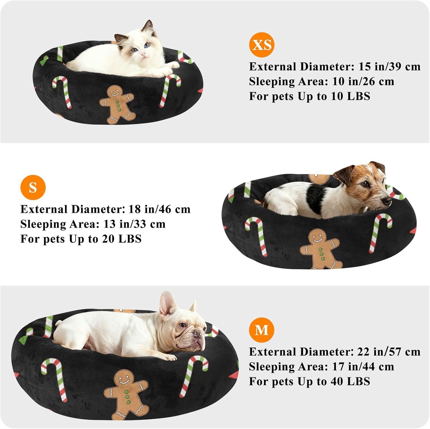 Christmas Pet Dog Bed Removable & Washable fluffier Pillow for Small Size Pets Sleeping