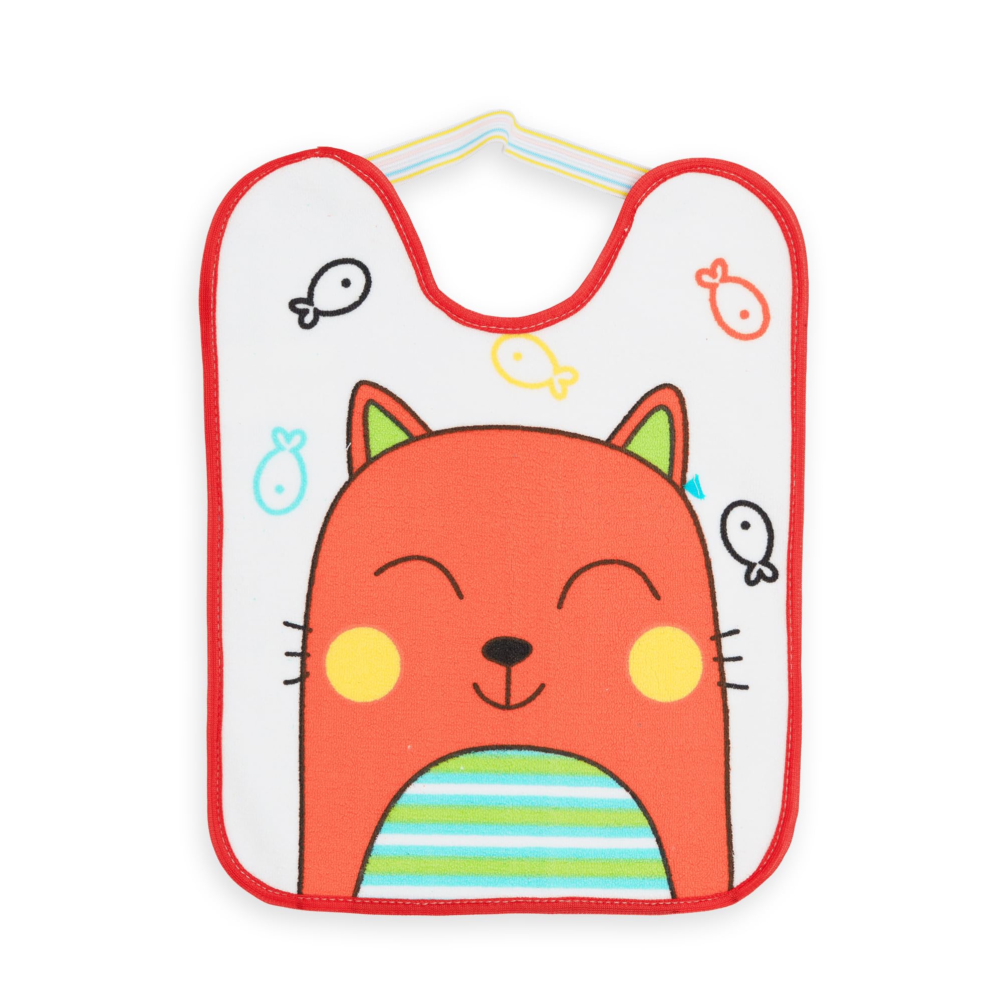 Set di 4 bavaglini per bambini 6-12 mesi microfibra impermeabili 24x31 cm con elastico animali