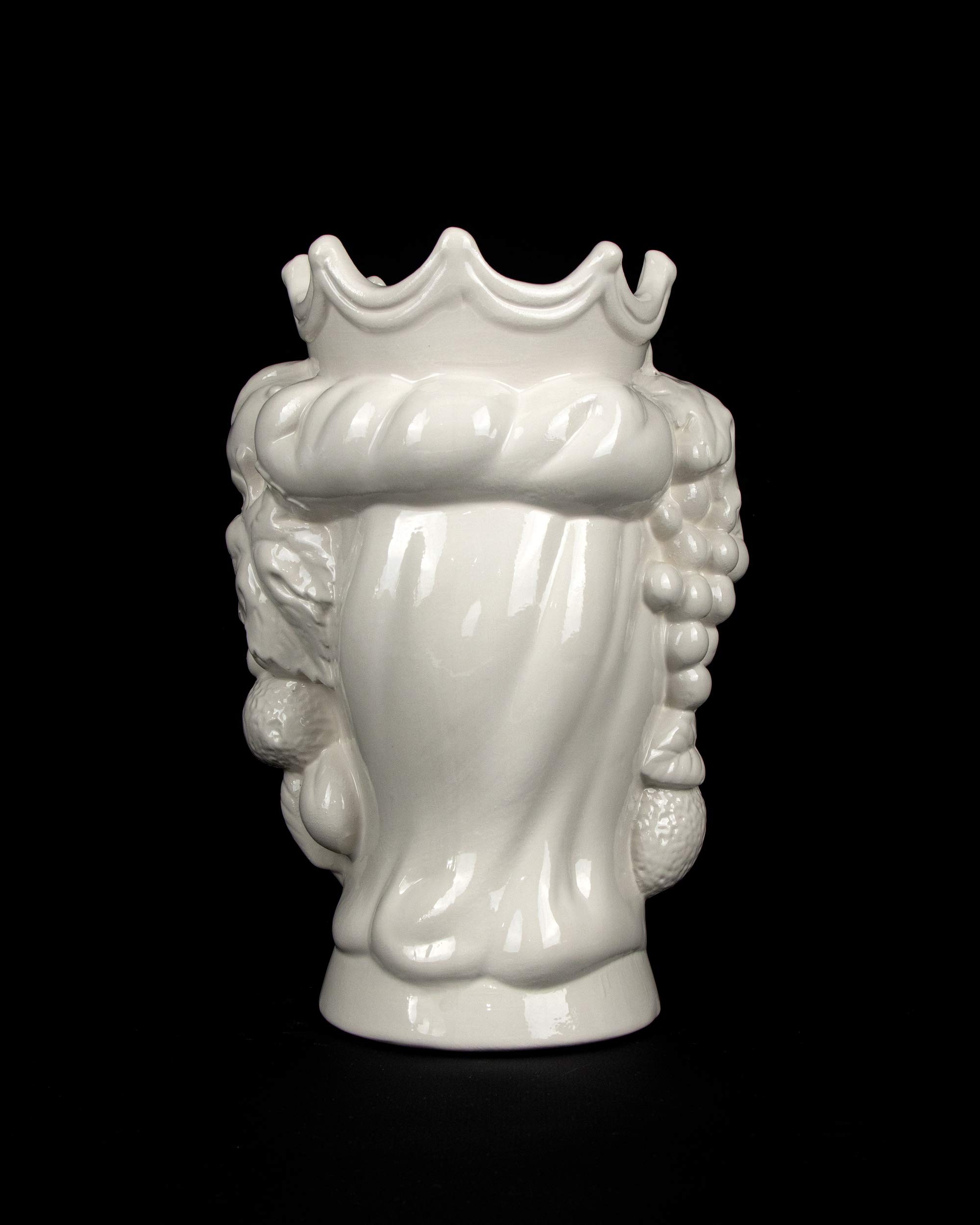 Testa di moro siciliana donna H cm 25 bianca in ceramica di Caltagirone fatta a mano
