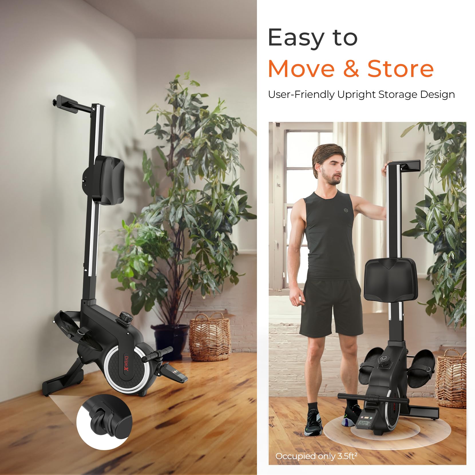 YEE RUN Rameurs Pliable Appartement,Rameur Magnétique Silencieux,Mise à