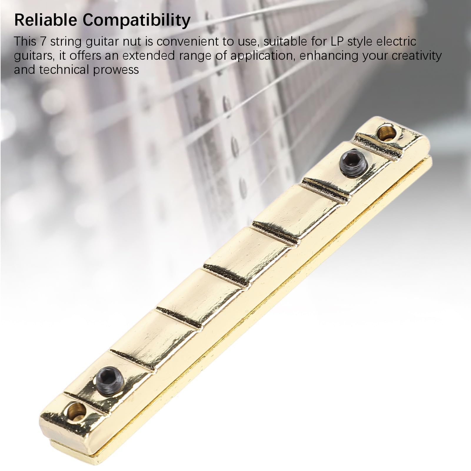 7 String Guitar Bridge Nut, Brass Multiscale Guitar Bridge Nut Electric Guitars Replacement Accessory for LP Style Electric Guitars
