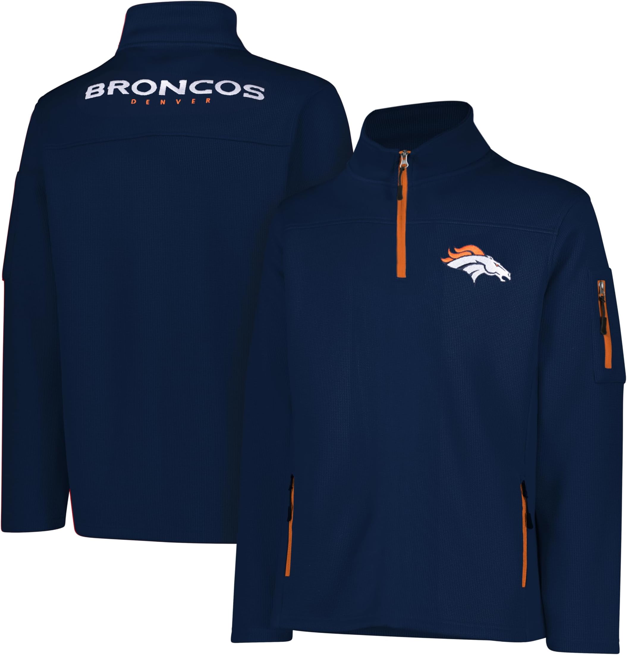 Ultra Game Men's NFL Official Super Soft Quarter-Zip Sweatshirt with Zipper Pockets