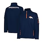 Ultra Game NFL Official Adults Quarter-Zip Super Soft Pullover Sweatshirt with Zipper Pockets - Unisex, Denver Broncos, Team Color Updated, Medium