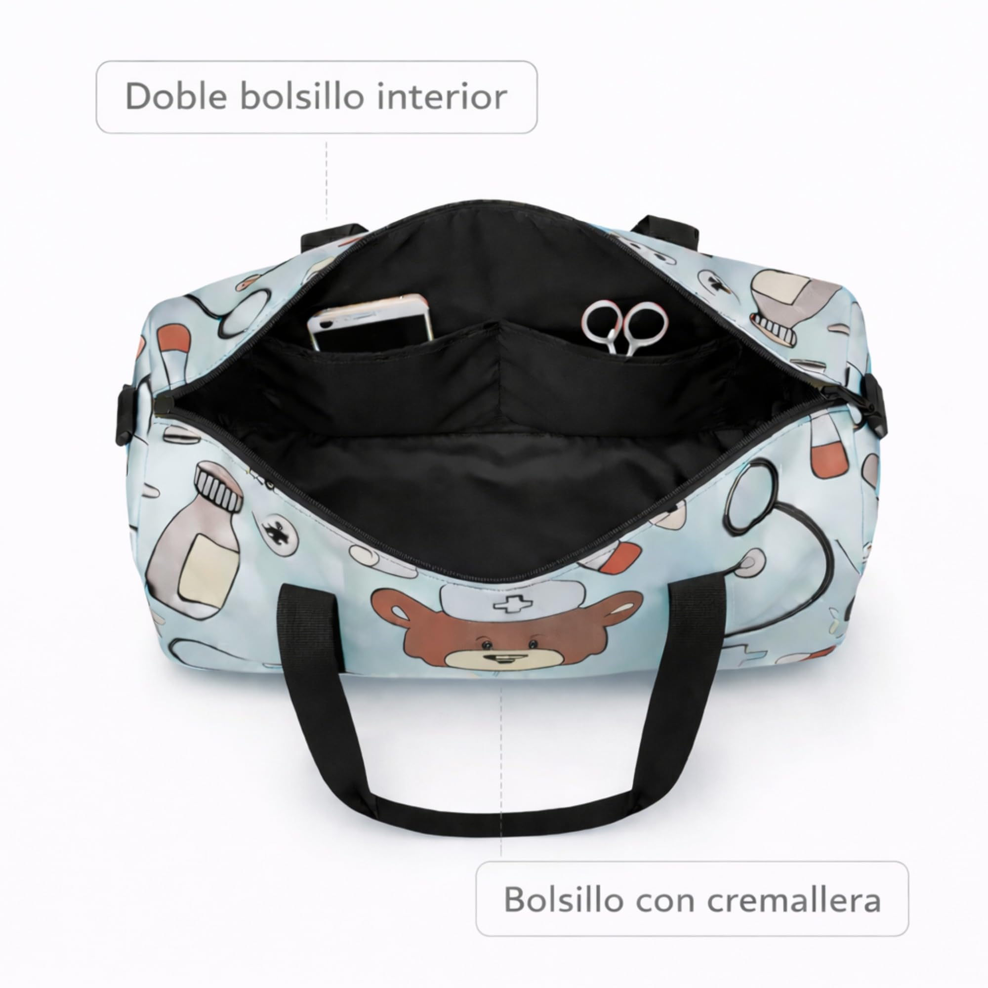 Bolso Enfermera Profesional Gran Capacidad Organizador Material Enfermero Hospital, Turnos y Guardias. Regalo Enfermera.