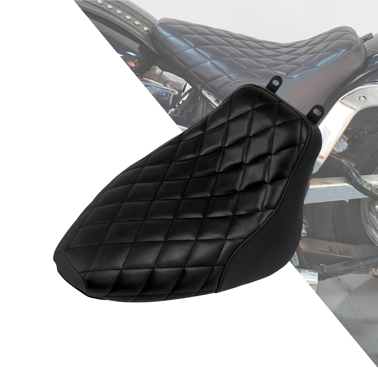 HDBUBALUS Motorcycle Driver Solo Seat Cushion Pillion For Harley 2006-2007 Softail Deluxe FLSTN Heritage Softail Classic FLSTC (Black Stitching)