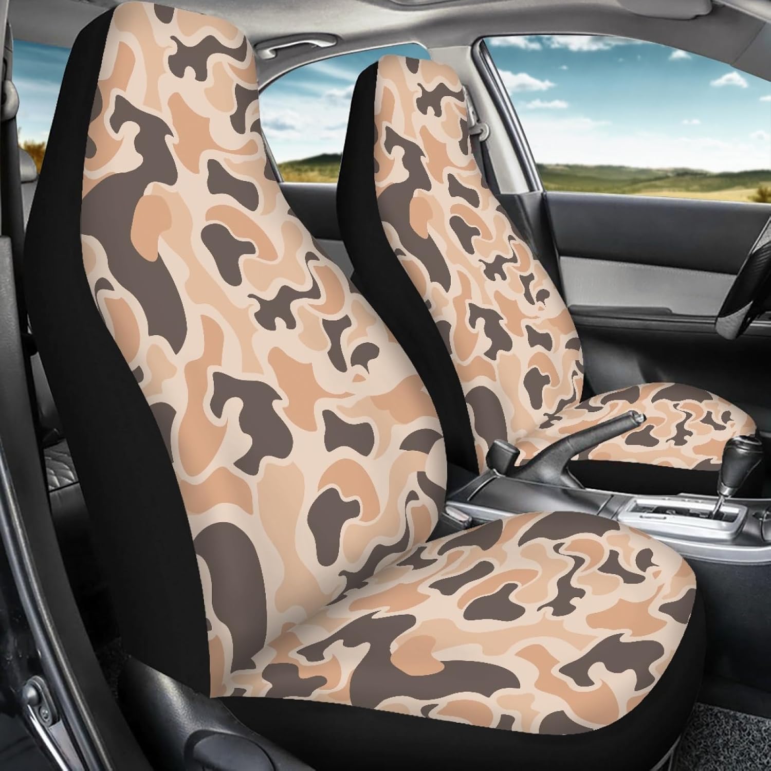Duck Camo Car Seat Cover for Front Seats 2 PCS Breathable Front Car Seat Cover Protection Interior Accessories Universal Fit Most Vehicles
