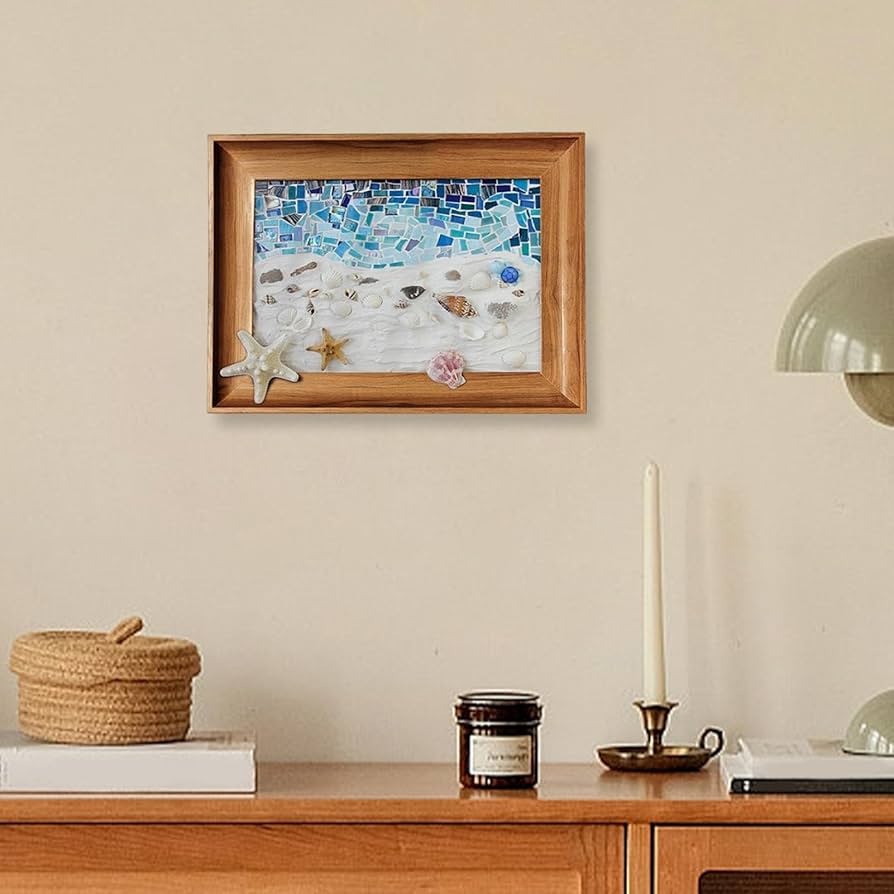 ＊シーグラスアート＊2点セット シーグラスアート&硝子のツリー二点セット シーグラスアート